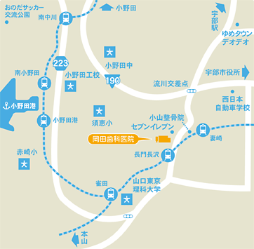 岡田歯科医院 への地図